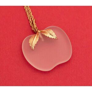 Vintage Semi-transparent Glass Apple 28'' Necklace by Avon - F23